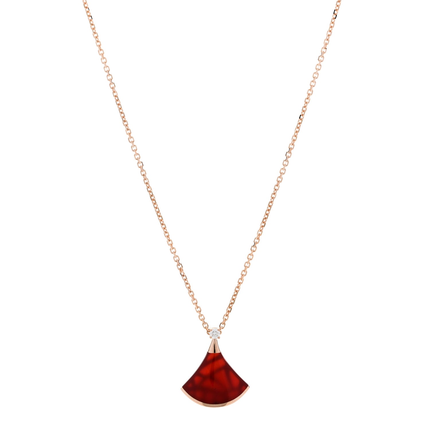Bulgari 18K Rose Gold Diamond Carnelian Divas' Dream Pendant Necklace 1 of 7