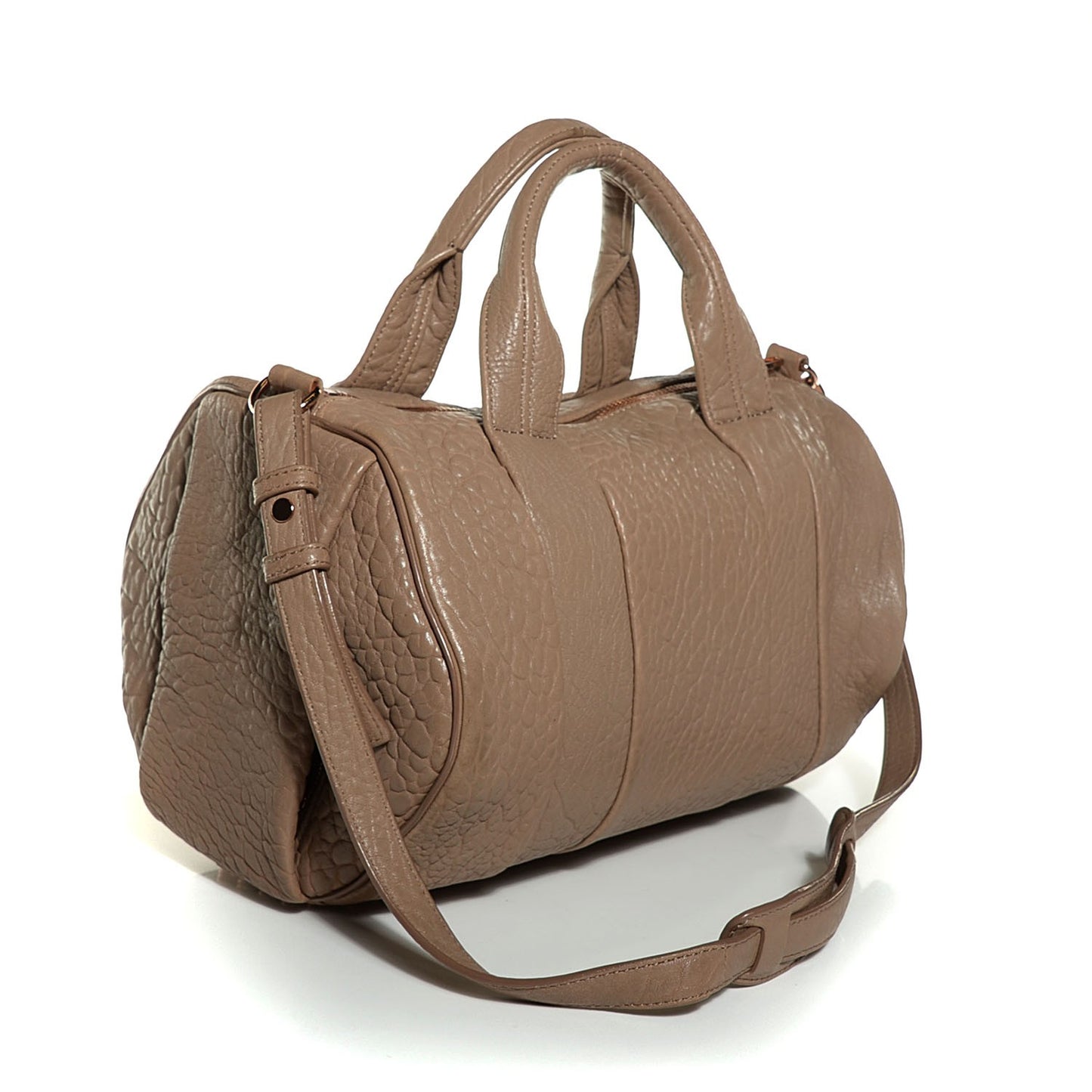 Pebbled Lambskin Rocco Latte Rose Gold Hardware
