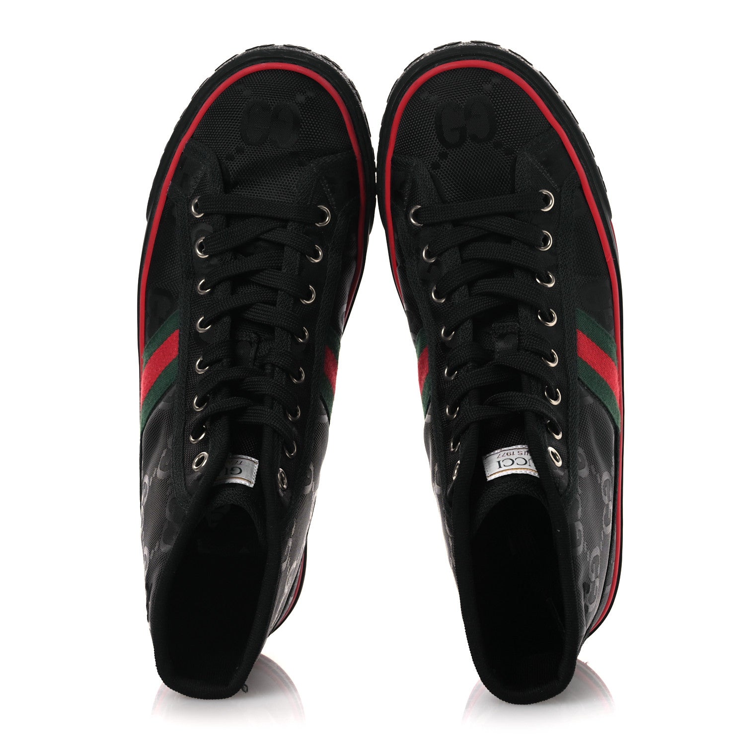 Gucci Econyl Nylon Web Monogram Off The Grid Womens 1977 Tennis High Top Sneakers 39 Black 2 of 11
