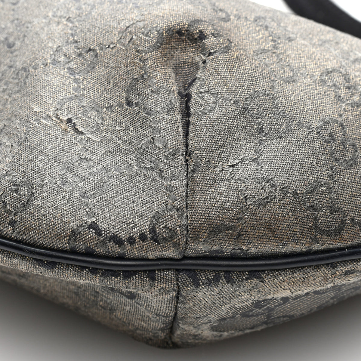 Lurex Monogram Medium Half Moon Hobo Black