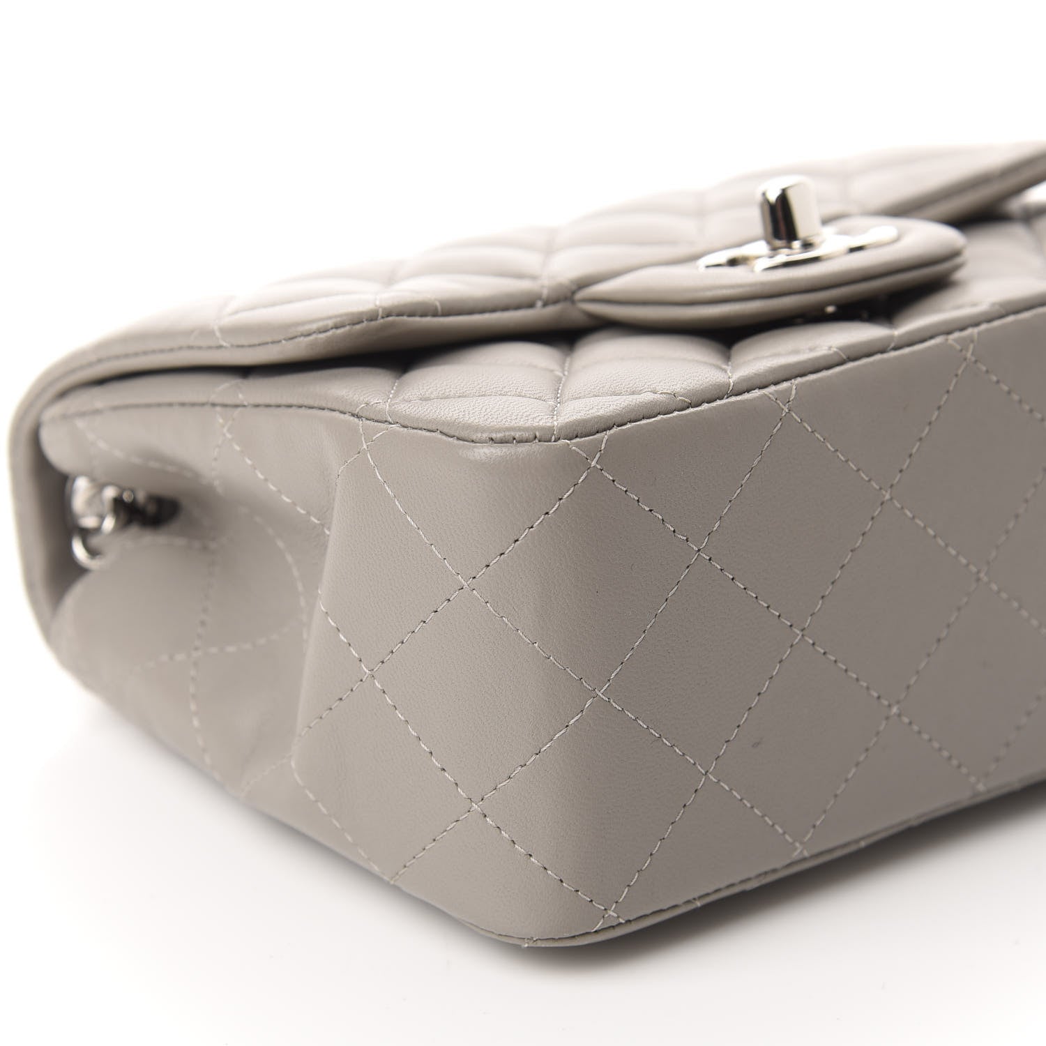 Chanel Lambskin Quilted Mini Square Flap Light Grey 6 of 11