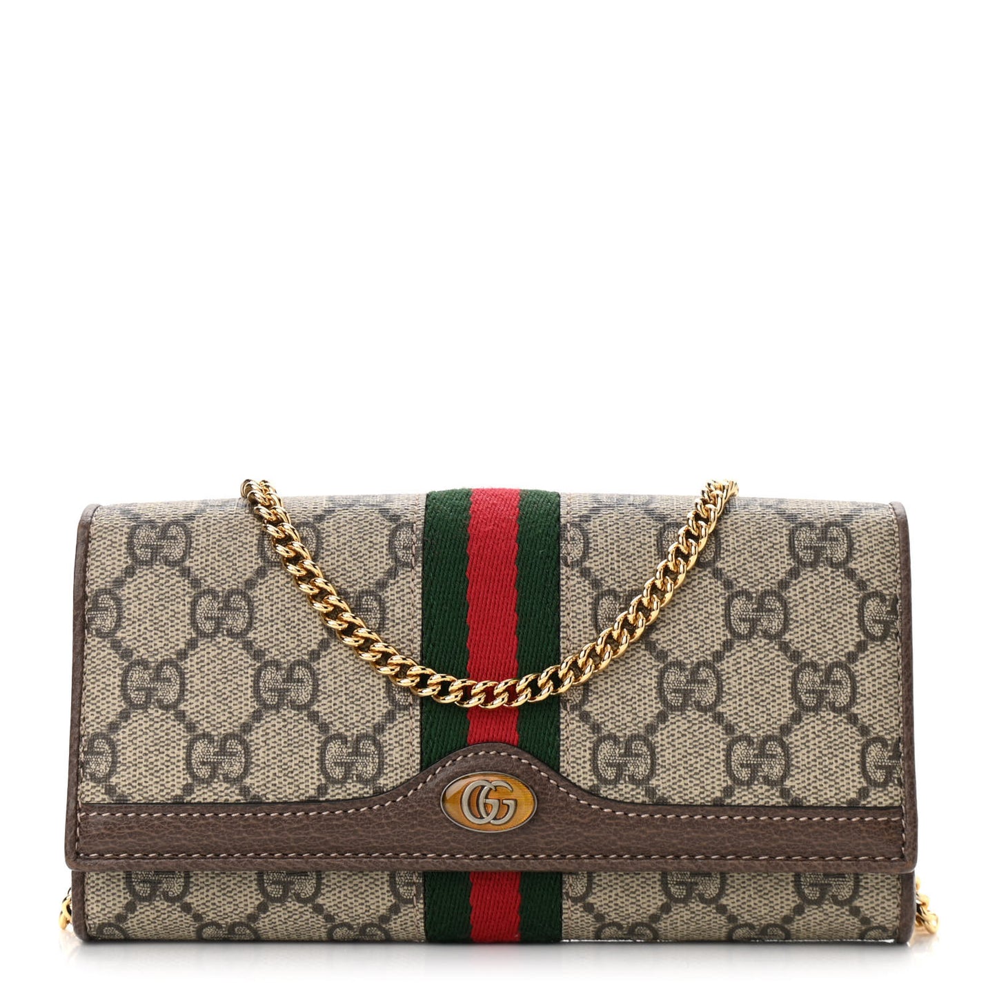 GG Supreme Monogram Web Ophidia Wallet On Chain Brown
