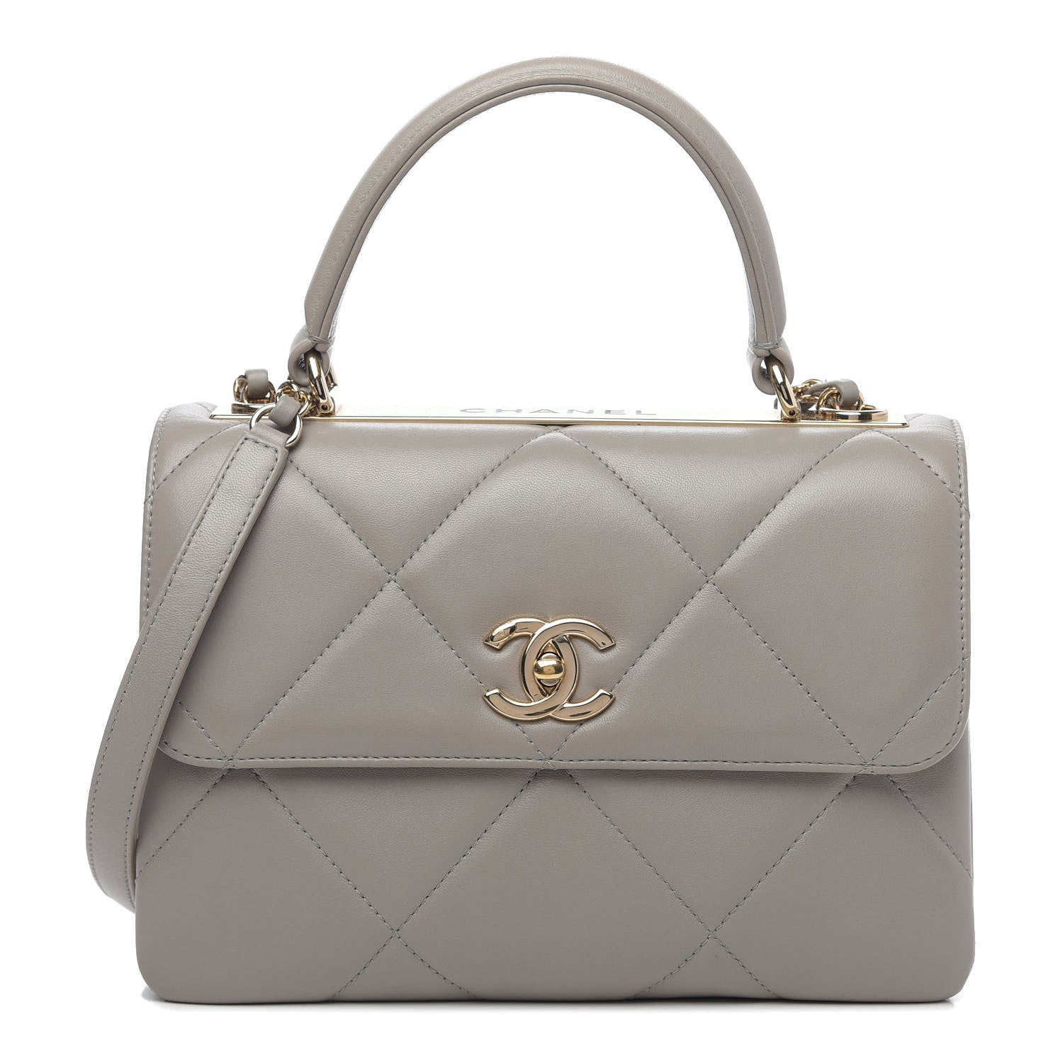 Chanel Lambskin Quilted Small Trendy CC Top Handle Flap Grey 1 of 10