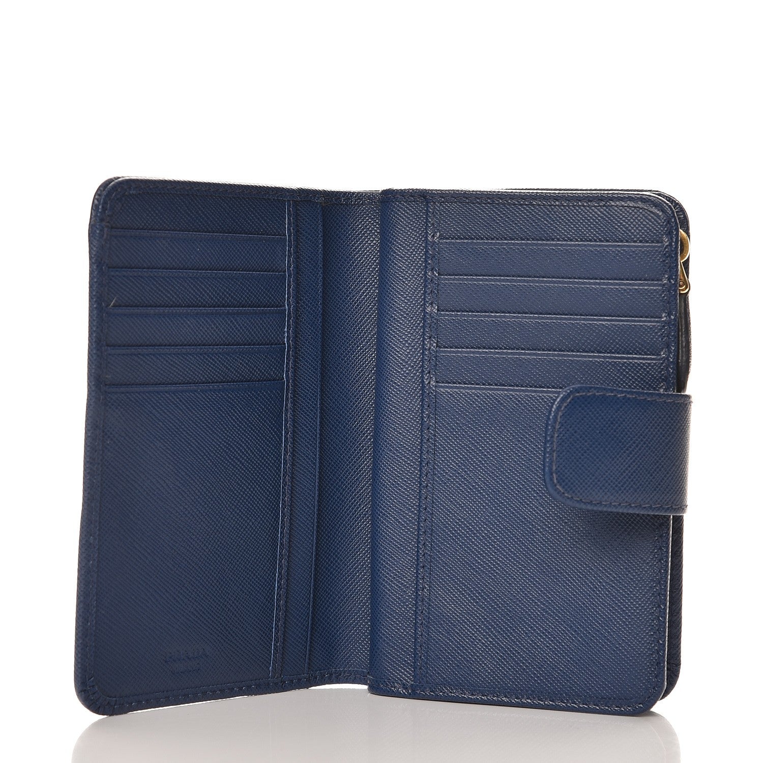 Prada Saffiano Metal Compact Wallet Bleuette 5 of 7