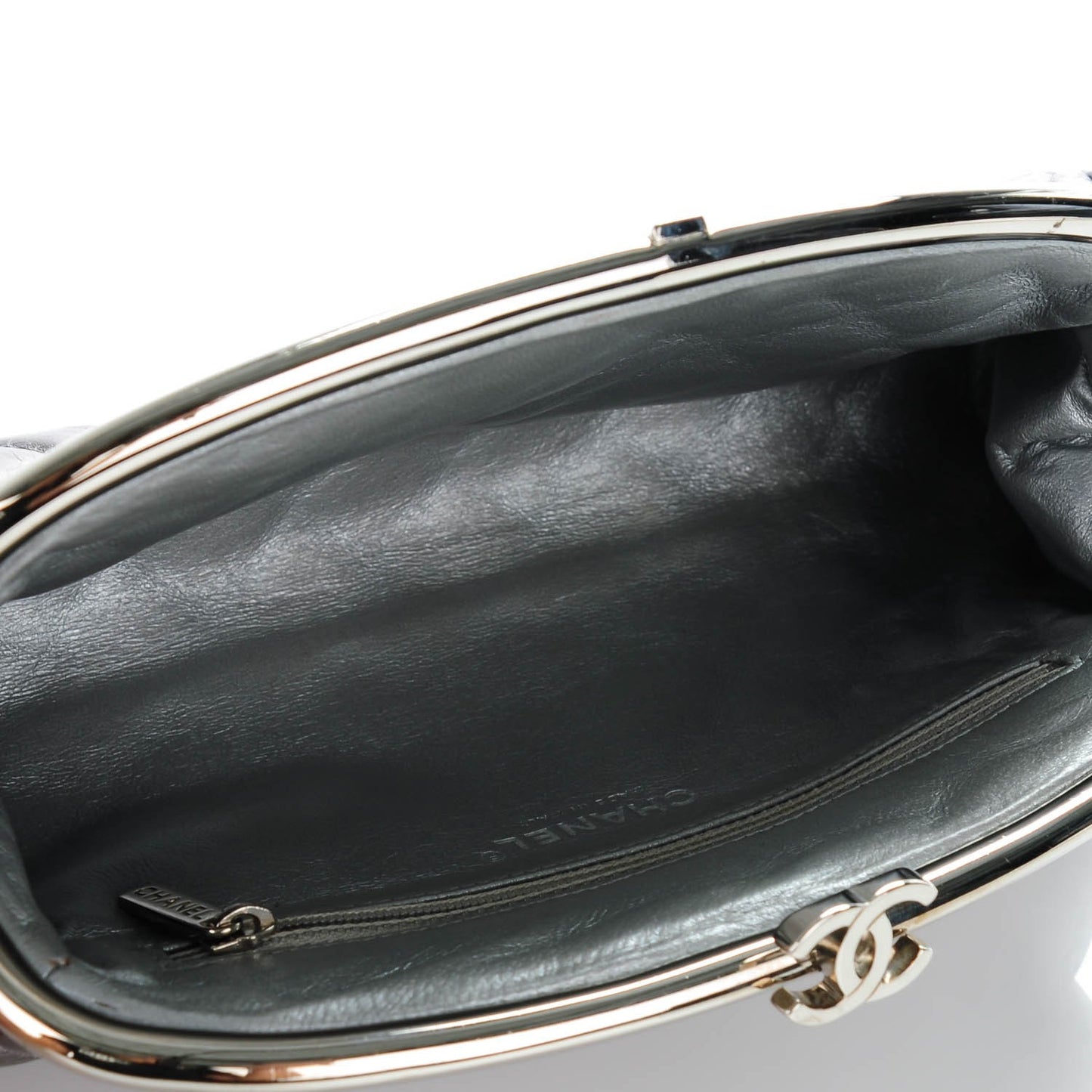 Metallic Aged Calfskin Quilted Timeless Clutch Silver
