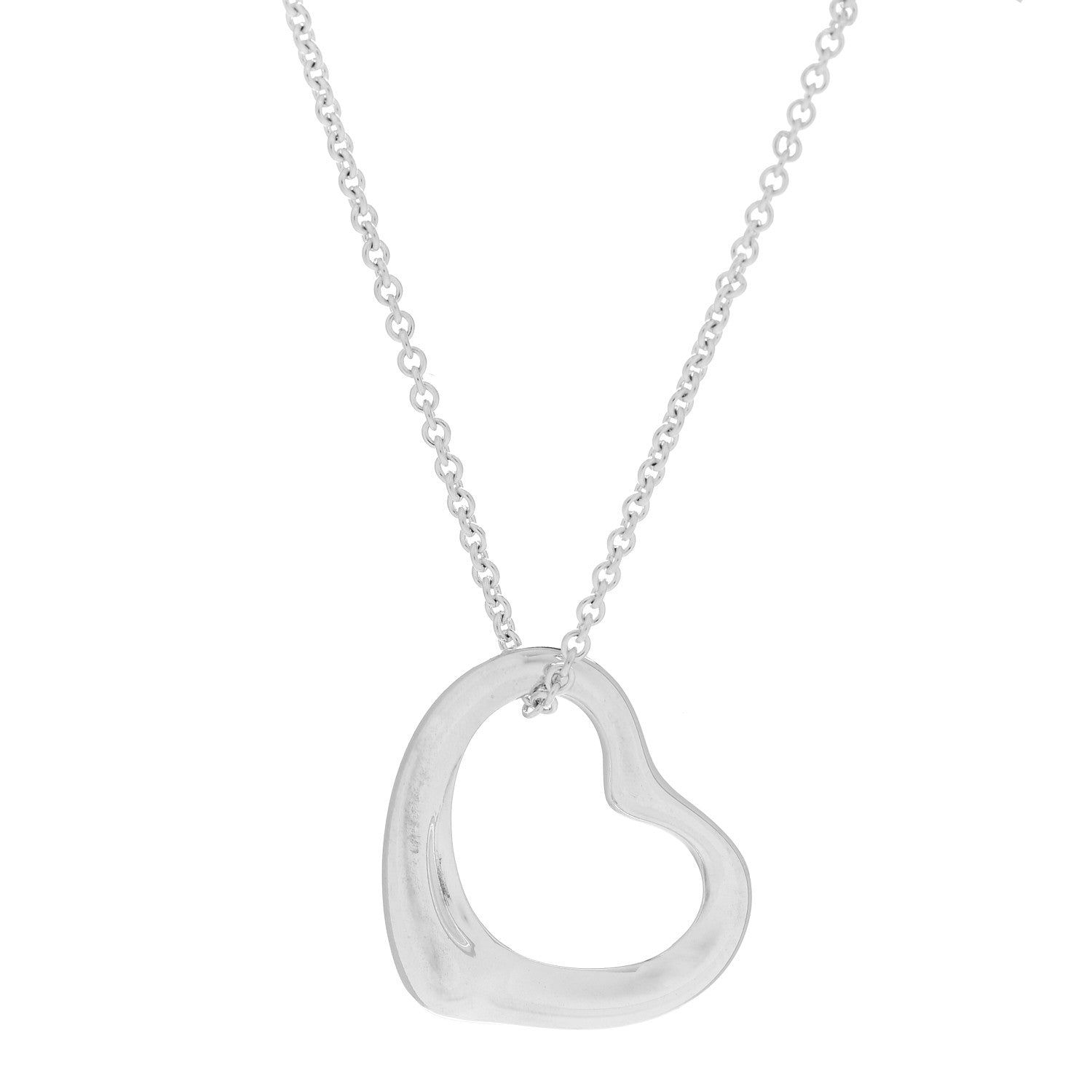 Tiffany Sterling Silver 22mm Elsa Peretti Open Heart Pendant Necklace 1 of 6