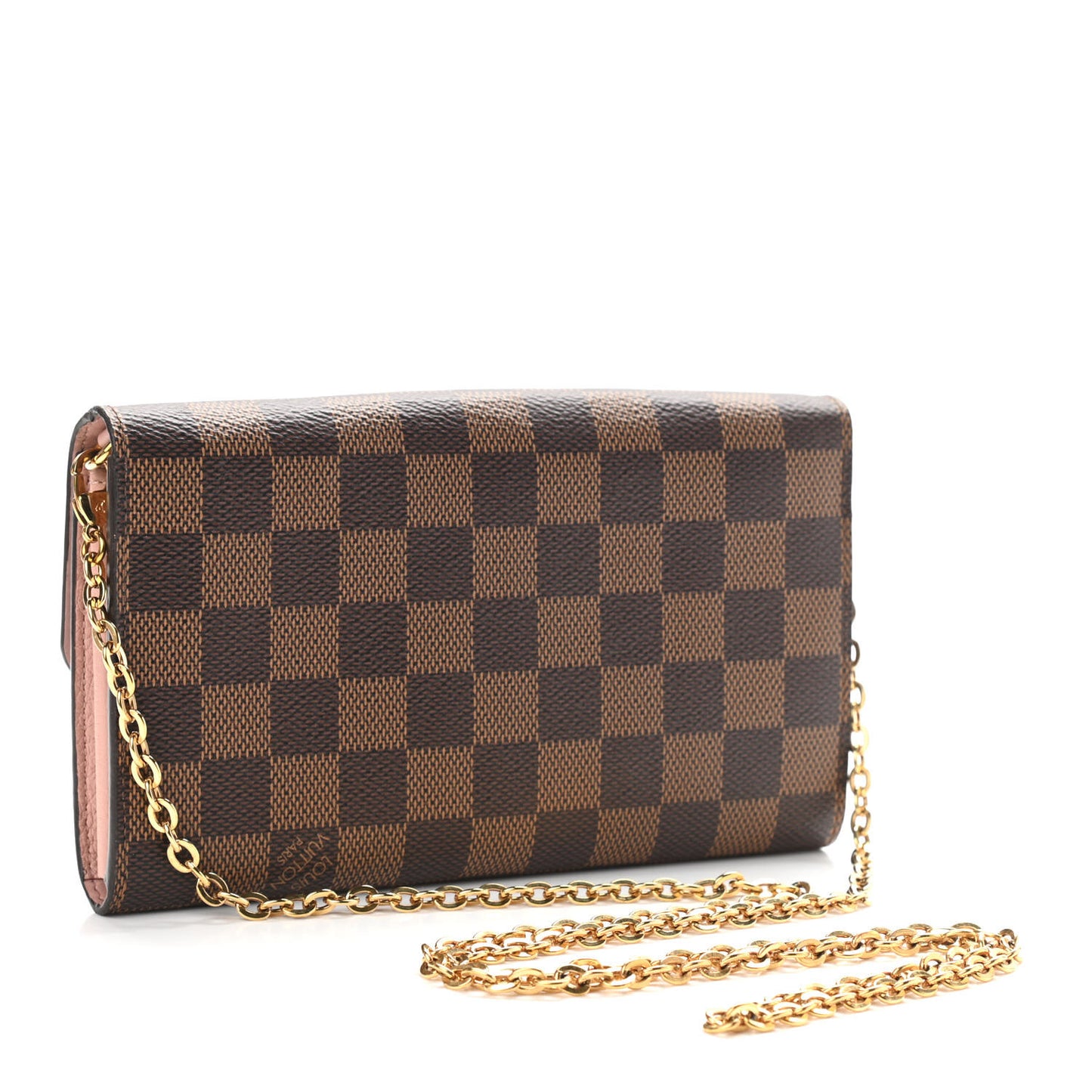 Damier Ebene Croisette Chain Wallet Rose Ballerine