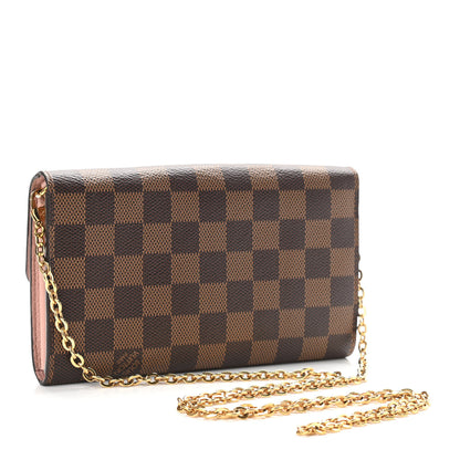 Louis Vuitton Damier Ebene Croisette Chain Wallet Rose Ballerine 3 of 12