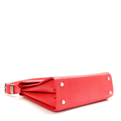 Balenciaga Patent Calfskin Lizard Embossed Medium Ghost Shoulder Bag Vivid Red 4 of 8