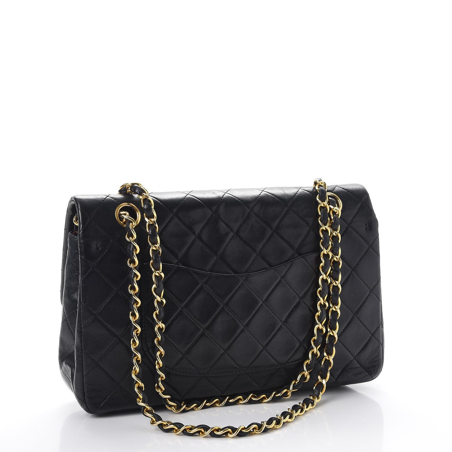 Lambskin Quilted Medium Double Flap Black