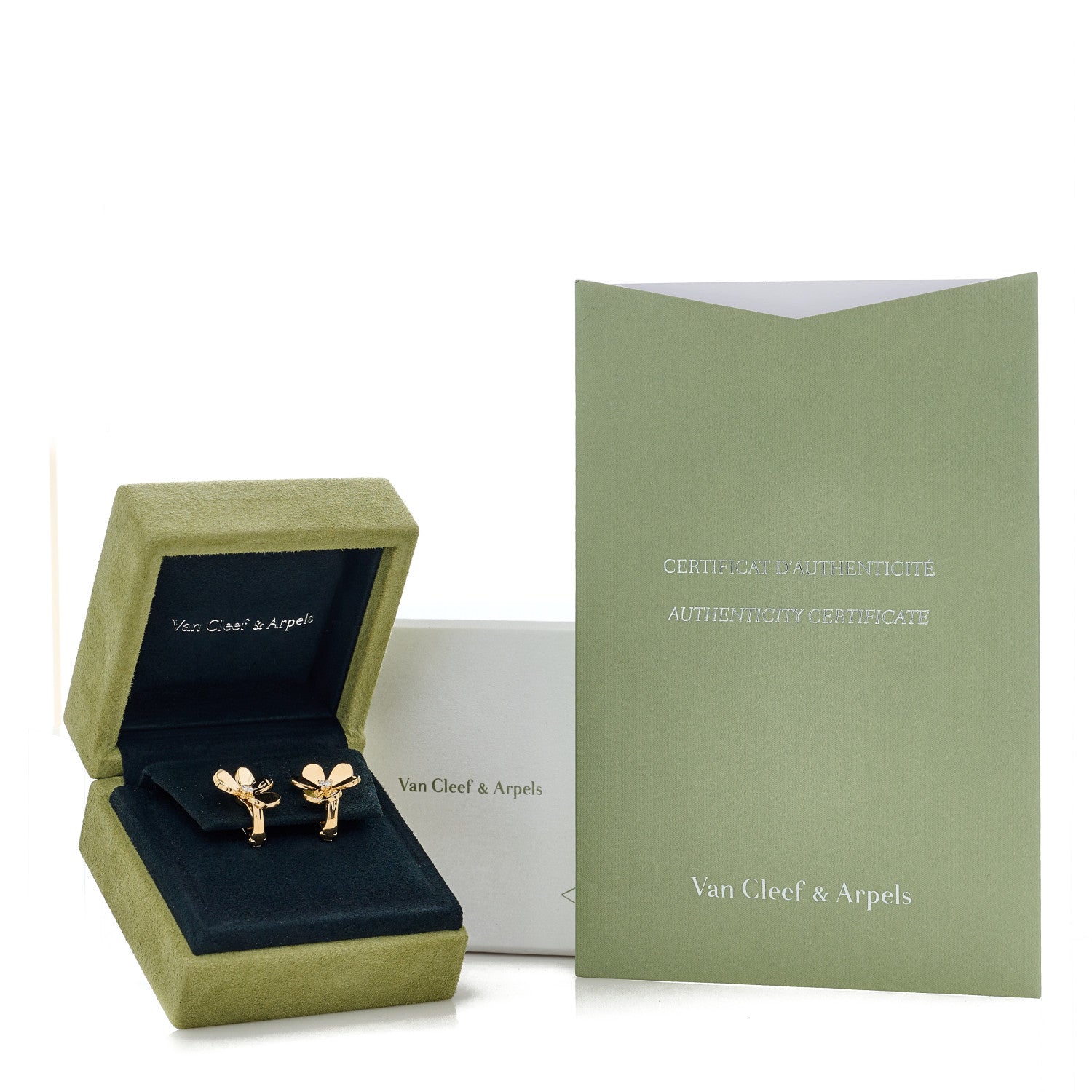 Van Cleef & Arpels 18K Yellow Gold Diamond Small Frivole Earrings 5 of 5