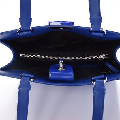 Chanel Patent Calfskin Quilted Plexiglass Boy Shopping Tote Blue 5 of 8