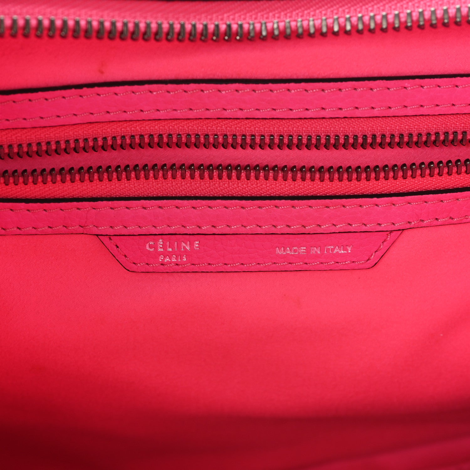 Celine Drummed Calfskin Mini Luggage Fluo Pink 6 of 11