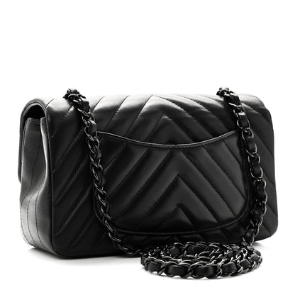 Chanel Lambskin Chevron Quilted Mini Rectangular Flap So Black 3 of 11