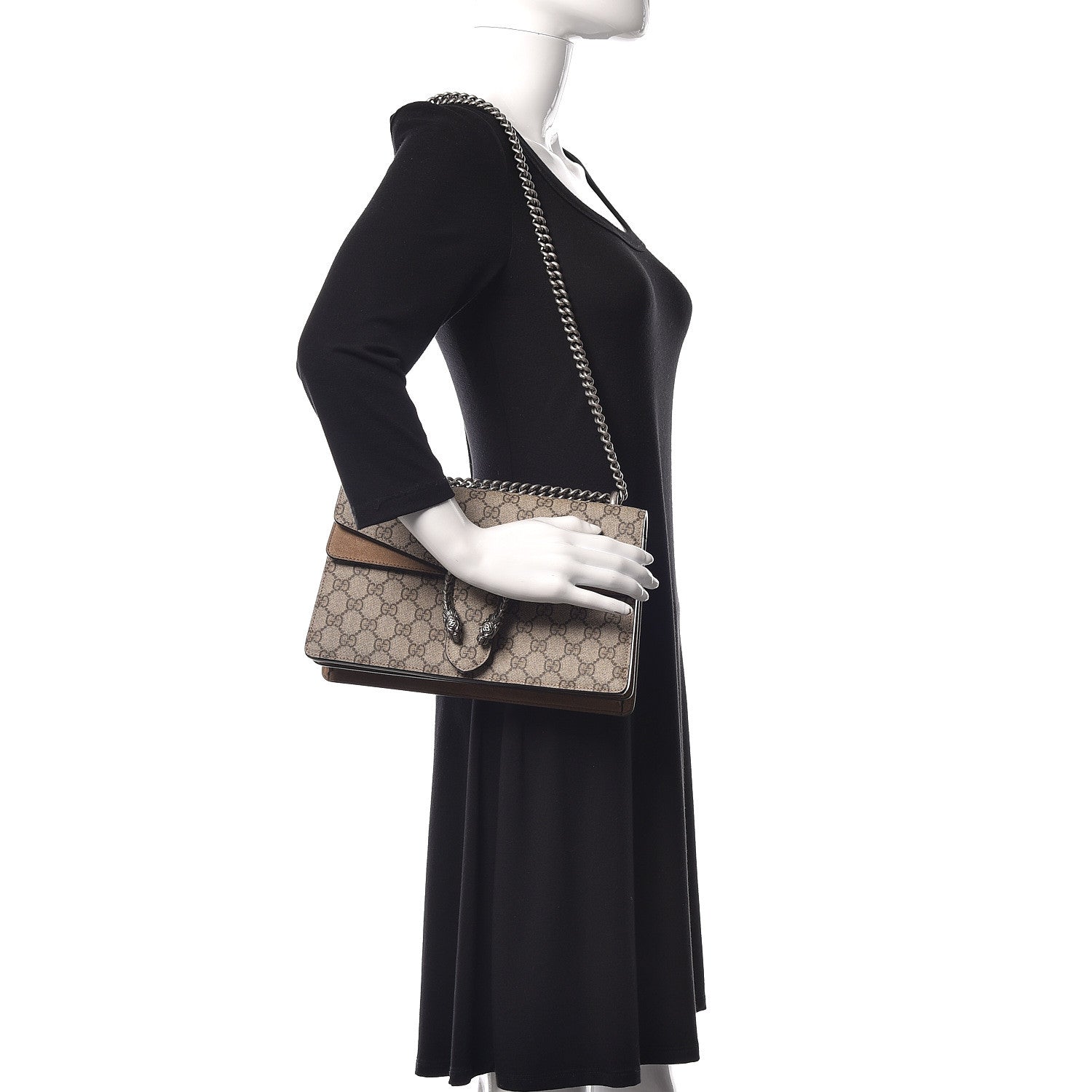 Gucci GG Supreme Monogram Small Dionysus Shoulder Bag Taupe 2 of 11