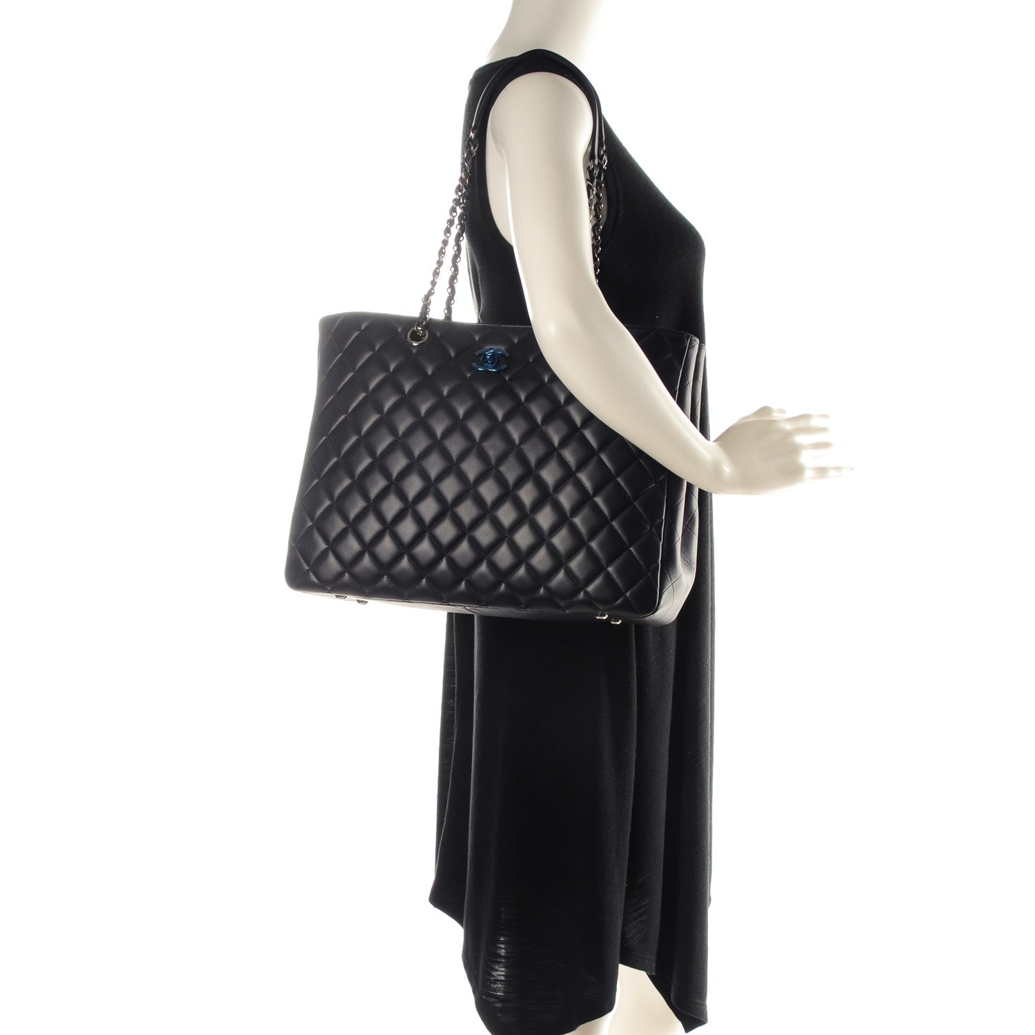 Chanel Calfskin Quilted Timeless Tote Dark Navy 2 of 7