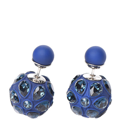 Christian Dior Crystal Mise En Dior Tribal Earrings Matte Navy Blue 1 of 4