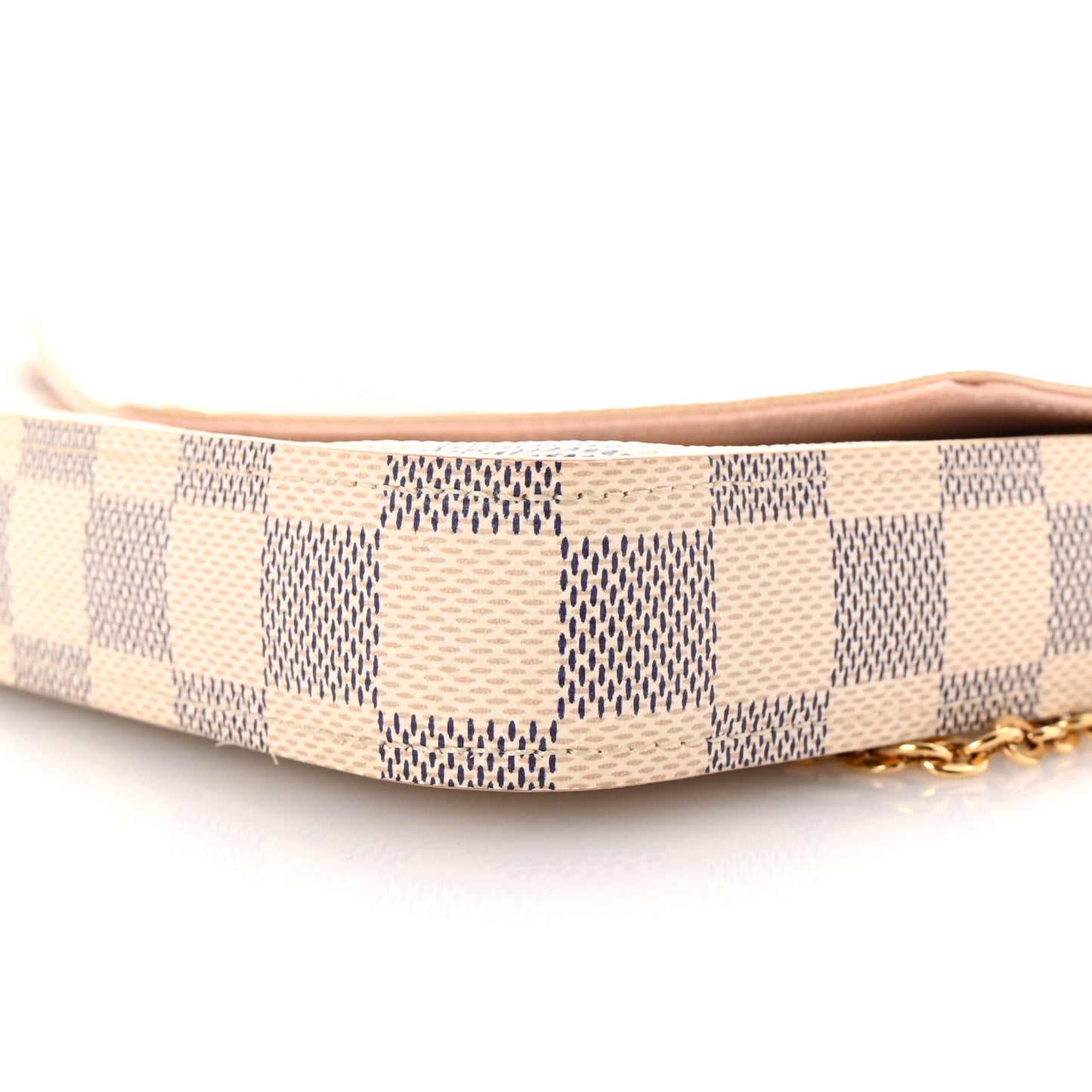Damier Azur Pochette Felicie Chain Wallet Rose Ballerine