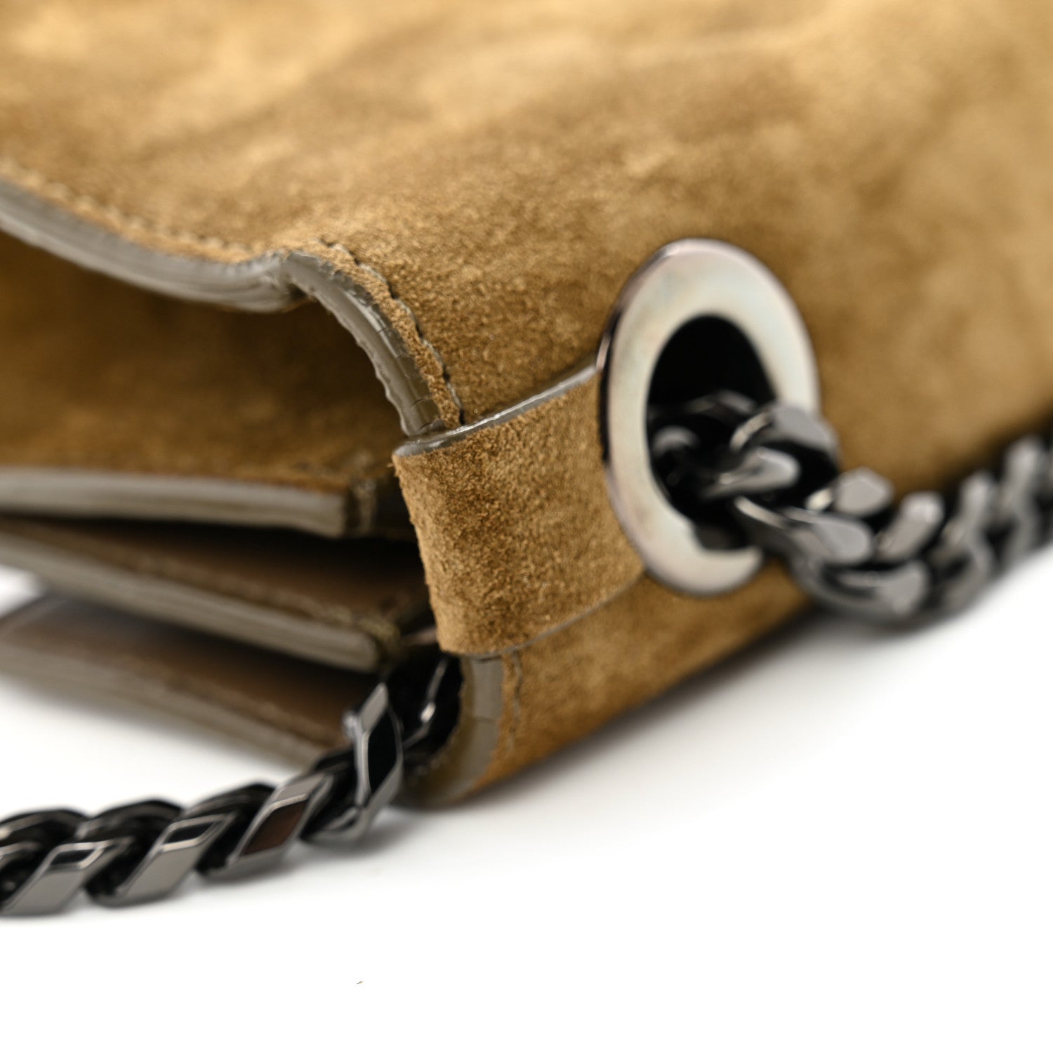 Jimmy Choo Suede Patent Mini Rebel Crossbody Brown 14 of 16