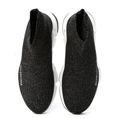 Balenciaga Knit Metal Womens Speed Sneakers 37 Black Gold 5 of 10