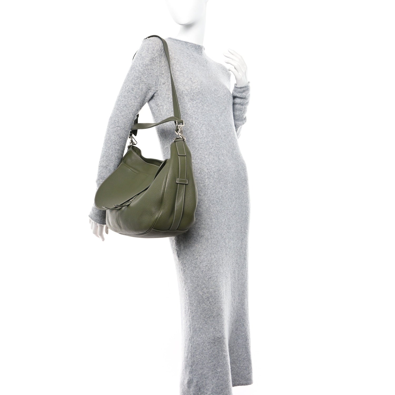 Christian Dior Grained Calfskin Mini Soft Saddle Bag Olive 2 of 14
