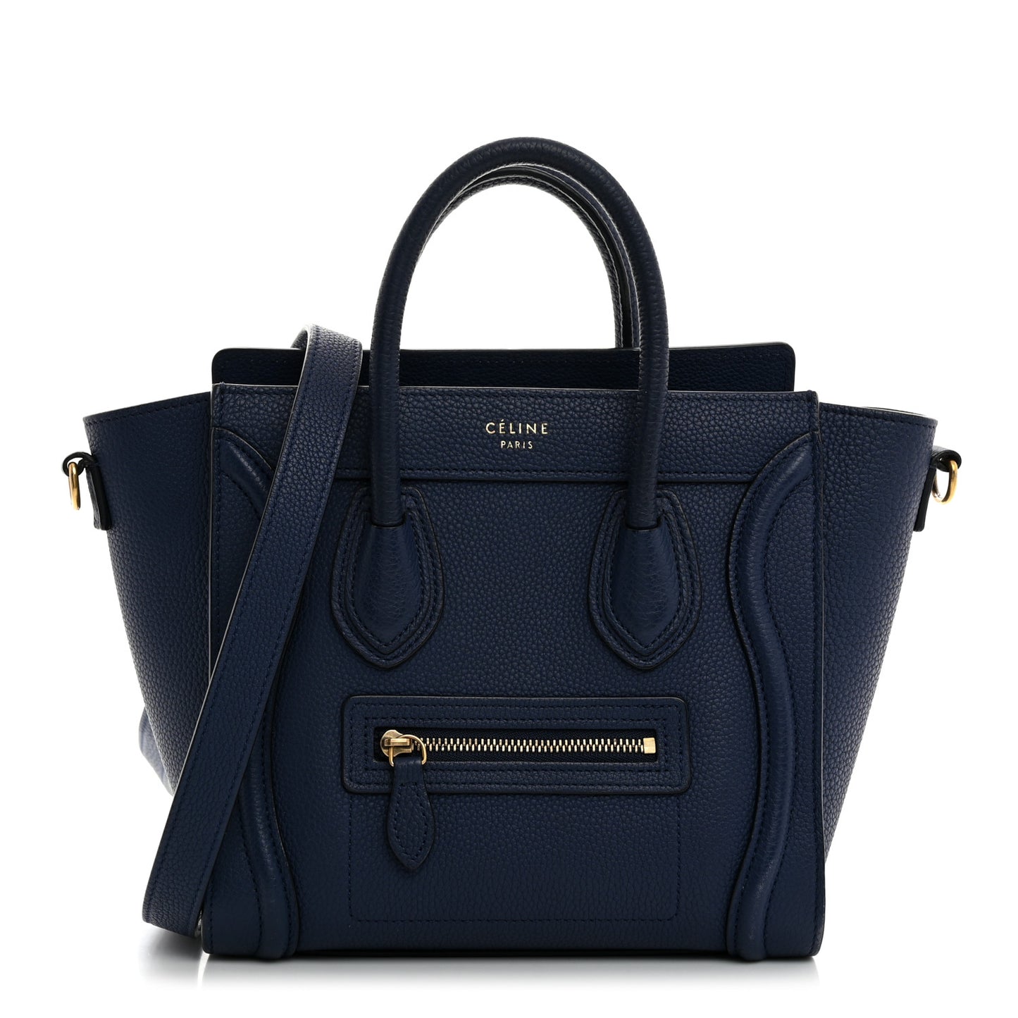 Drummed Calfskin Nano Luggage Deep Blue