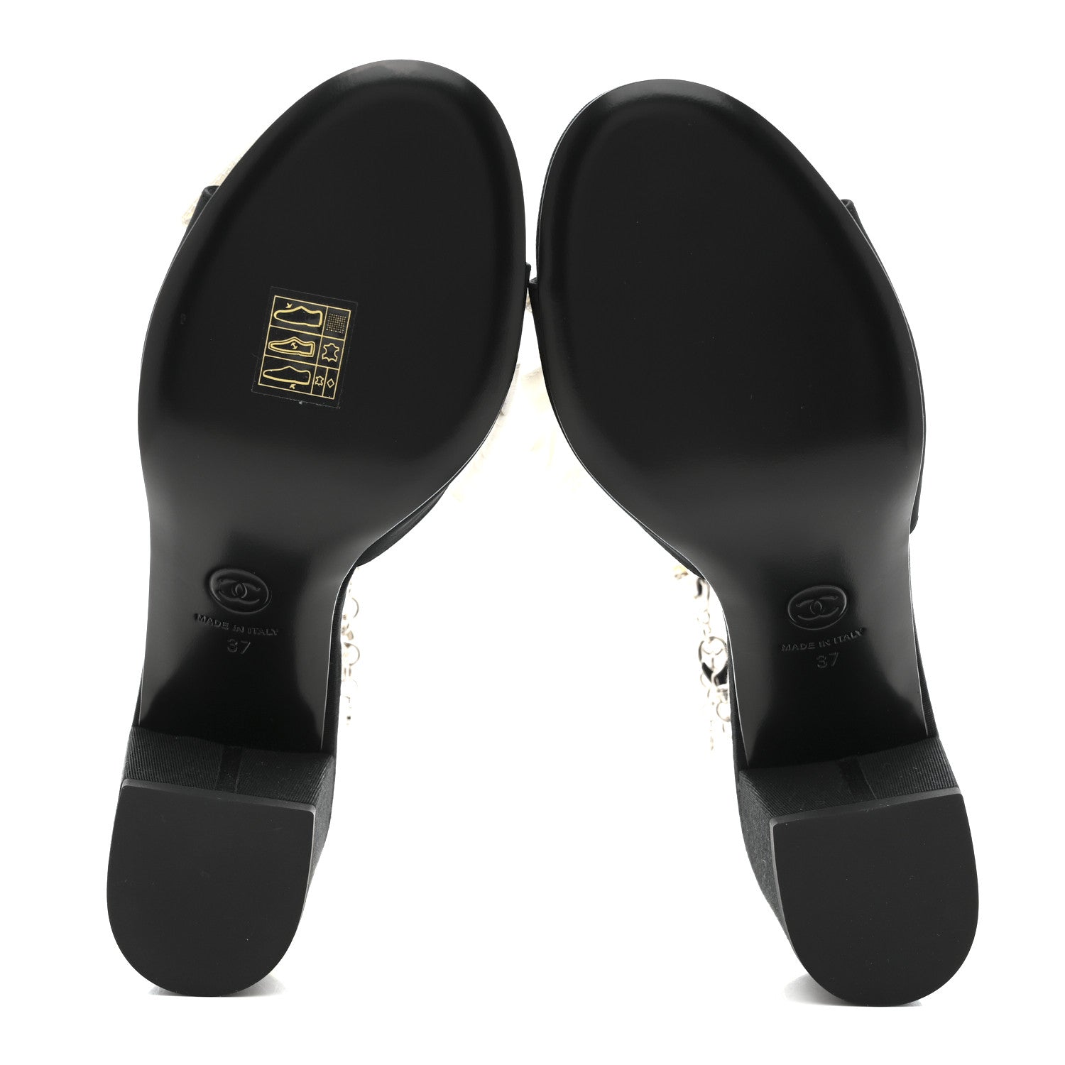 Chanel Silk Pearl Ankle Strap Sandals 37 Black White 1801080