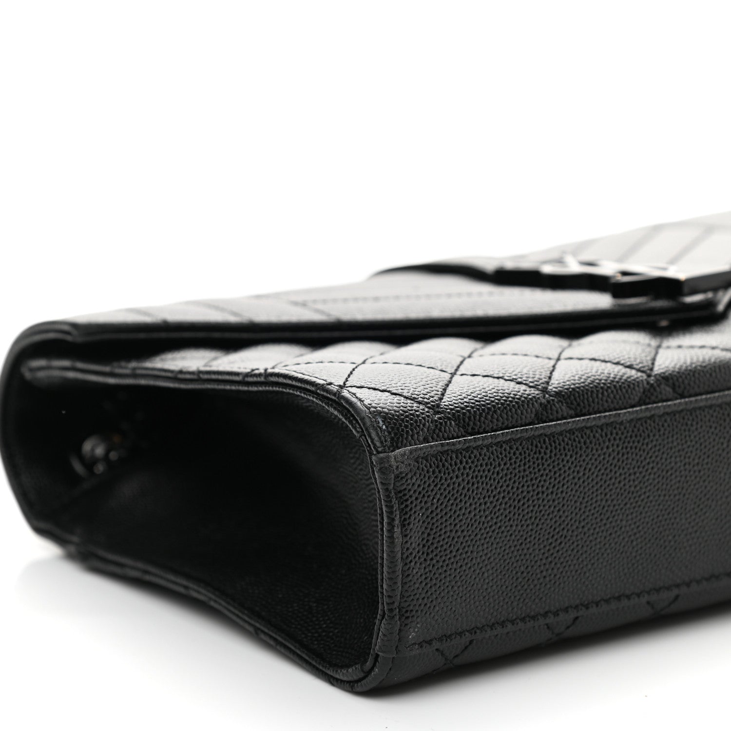 Saint Laurent Grain De Poudre Textured Mixed Matelasse Triquilt Medium Monogram Satchel Black 8 of 11
