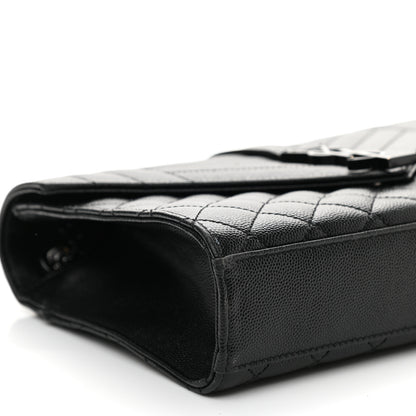 Saint Laurent Grain De Poudre Textured Mixed Matelasse Triquilt Medium Monogram Satchel Black 8 of 11