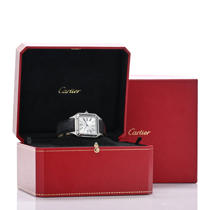 Cartier Stainless Steel Alligator 31.4mm Santos Dumont Quartz Watch Blue 10 of 10