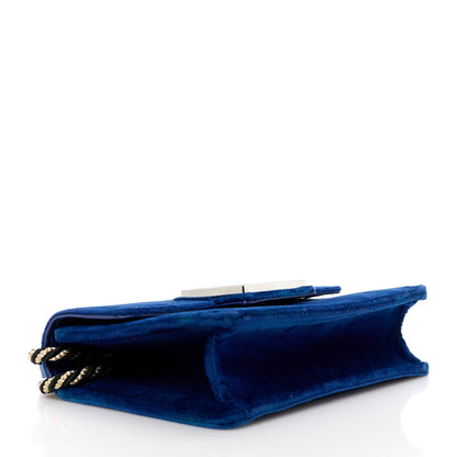 Gucci Velvet Crystal Square G Shoulder Bag Cobalt Blue 4 of 11