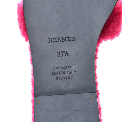 Hermes Woolskin Oran Sandals 37.5 Rose Fuchsia 9 of 10