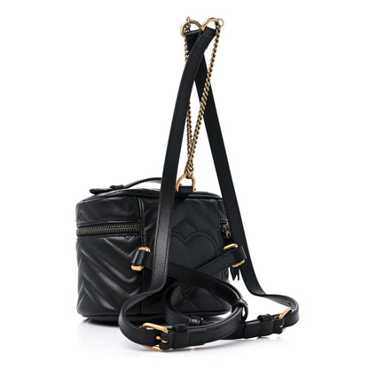 Gucci Calfskin Matelasse Mini GG Marmont Round Backpack Black 3 of 10