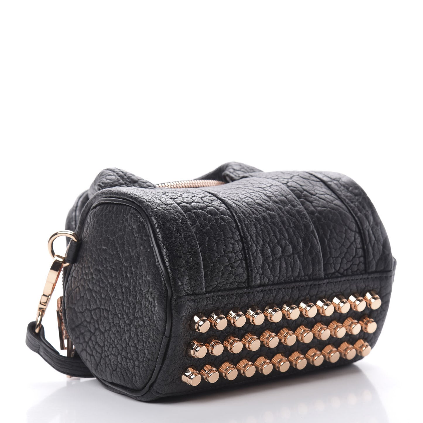 Pebbled Lambskin Mini Rockie Black Rose Gold Hardware