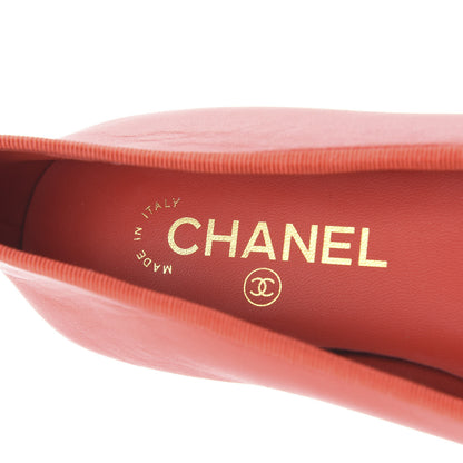 Chanel Lambskin Cap Toe Ballerina Flats 39 Red 8 of 11