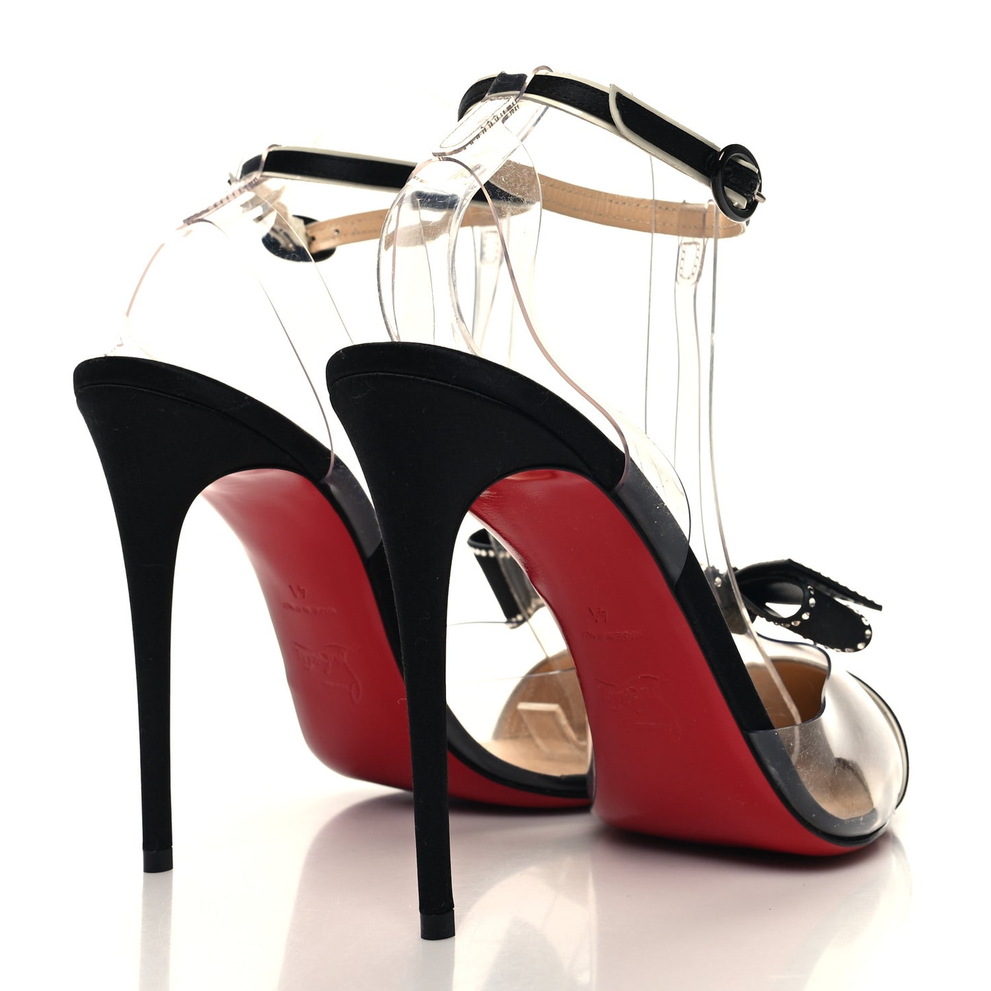 Satin Patent PVC Naked Bow 100 Pumps 41 Black
