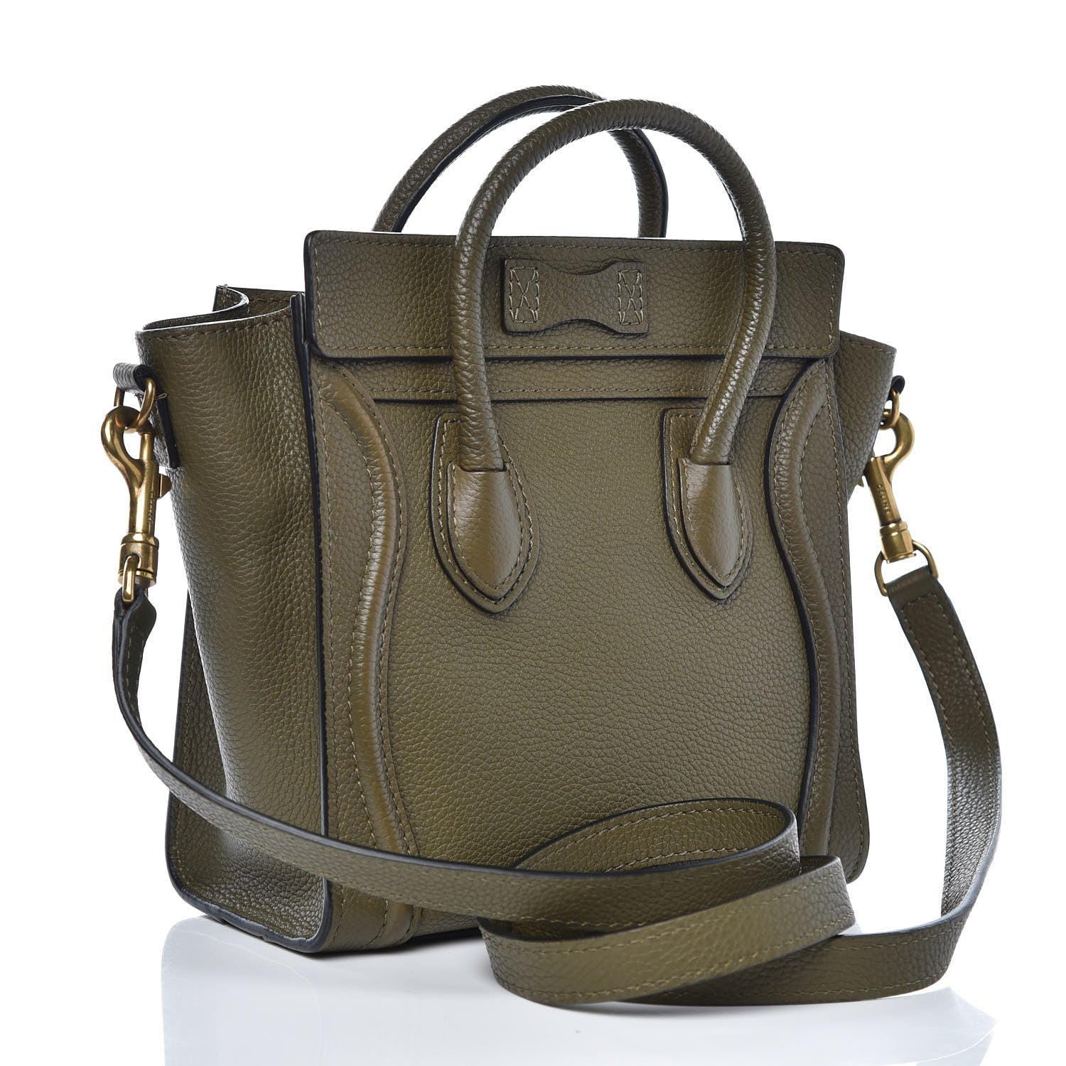 Celine Drummed Calfskin Nano Luggage Jungle 3 of 9