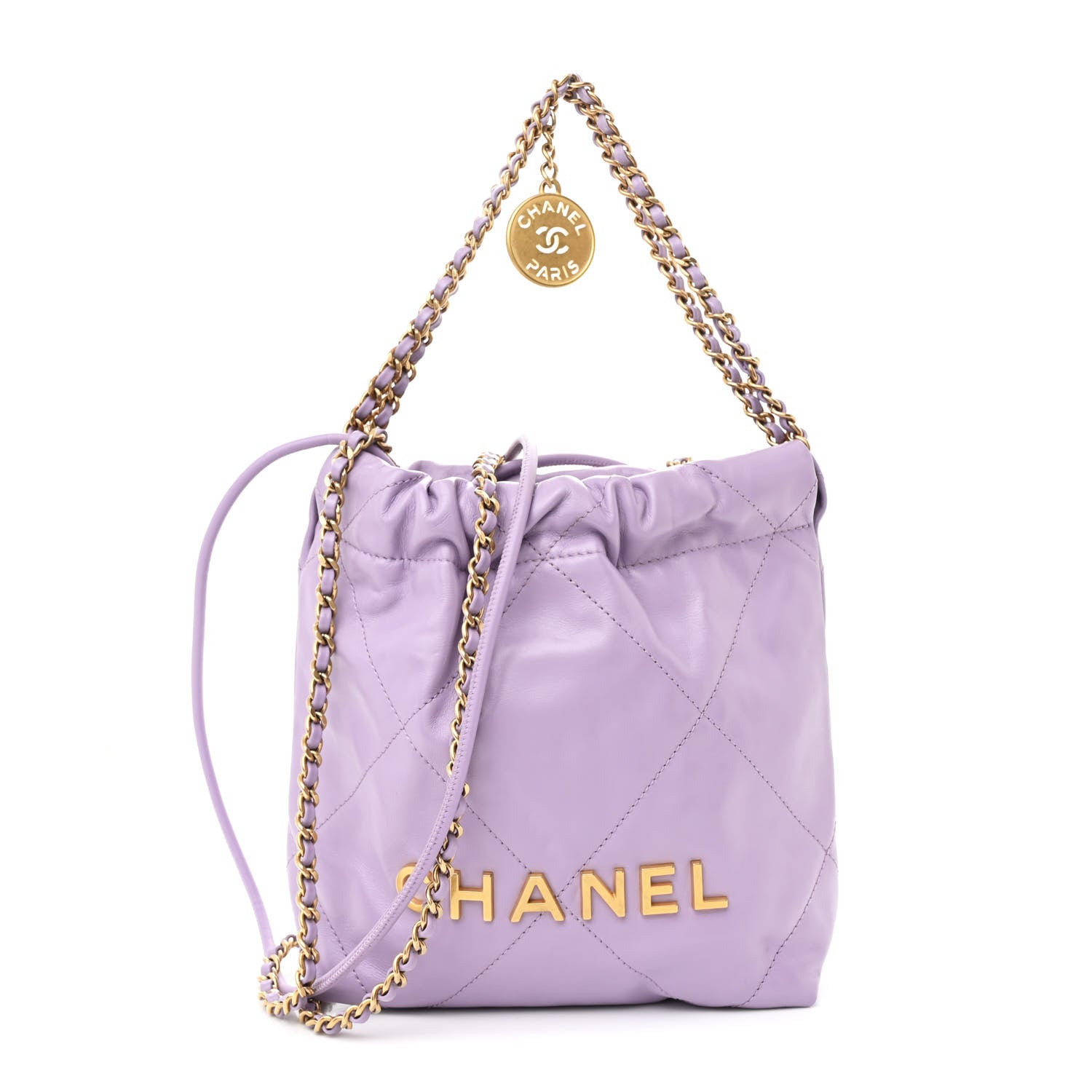 Chanel Shiny Calfskin Quilted Mini Chanel 22 Light Purple 1 of 10