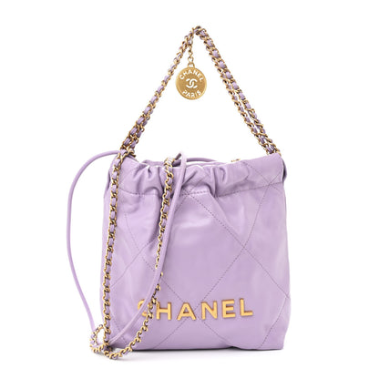 Chanel Shiny Calfskin Quilted Mini Chanel 22 Light Purple 1 of 10