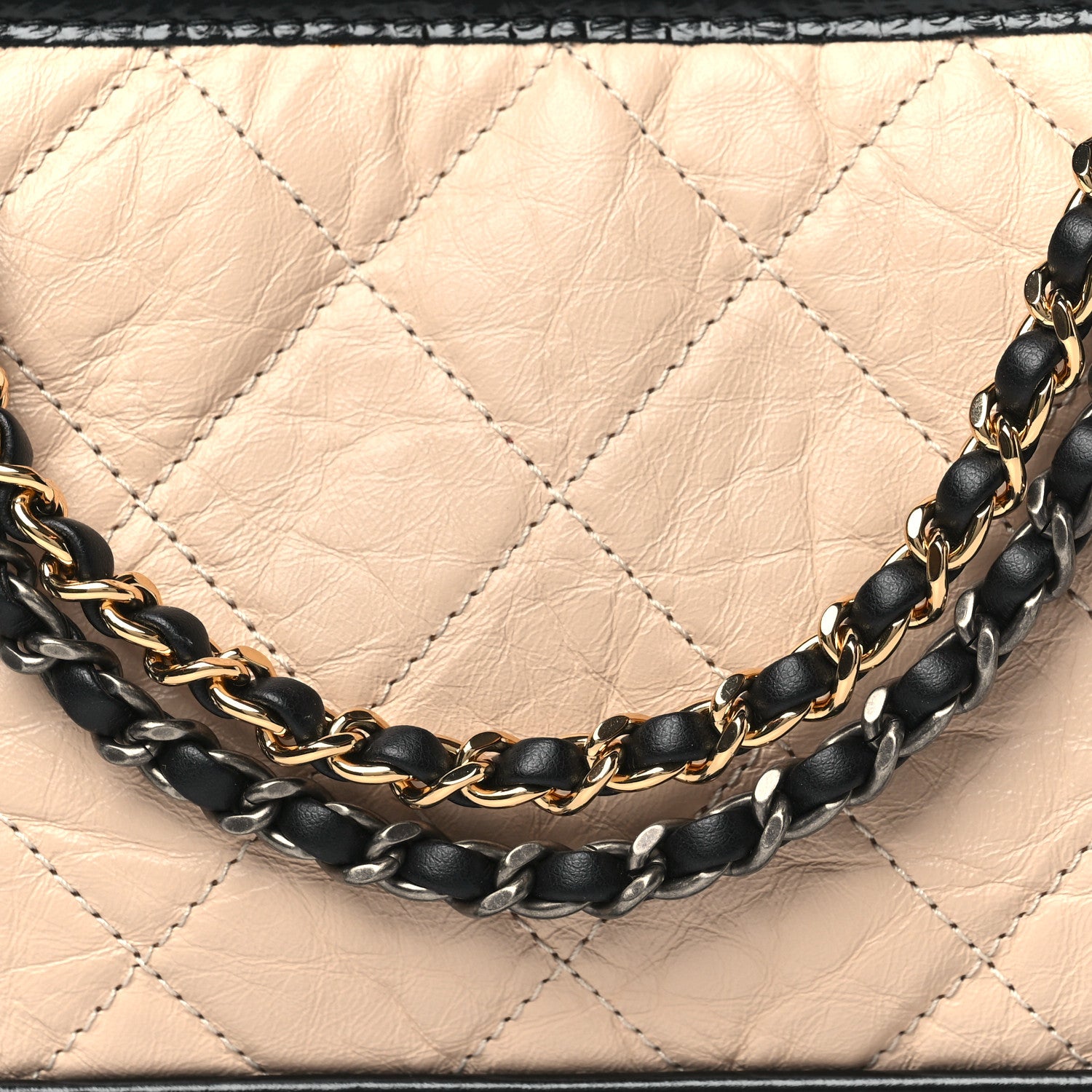 Chanel Aged Calfskin Quilted Small Gabrielle Hobo Beige Black 8 of 11