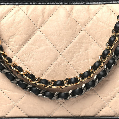 Chanel Aged Calfskin Quilted Small Gabrielle Hobo Beige Black 8 of 11