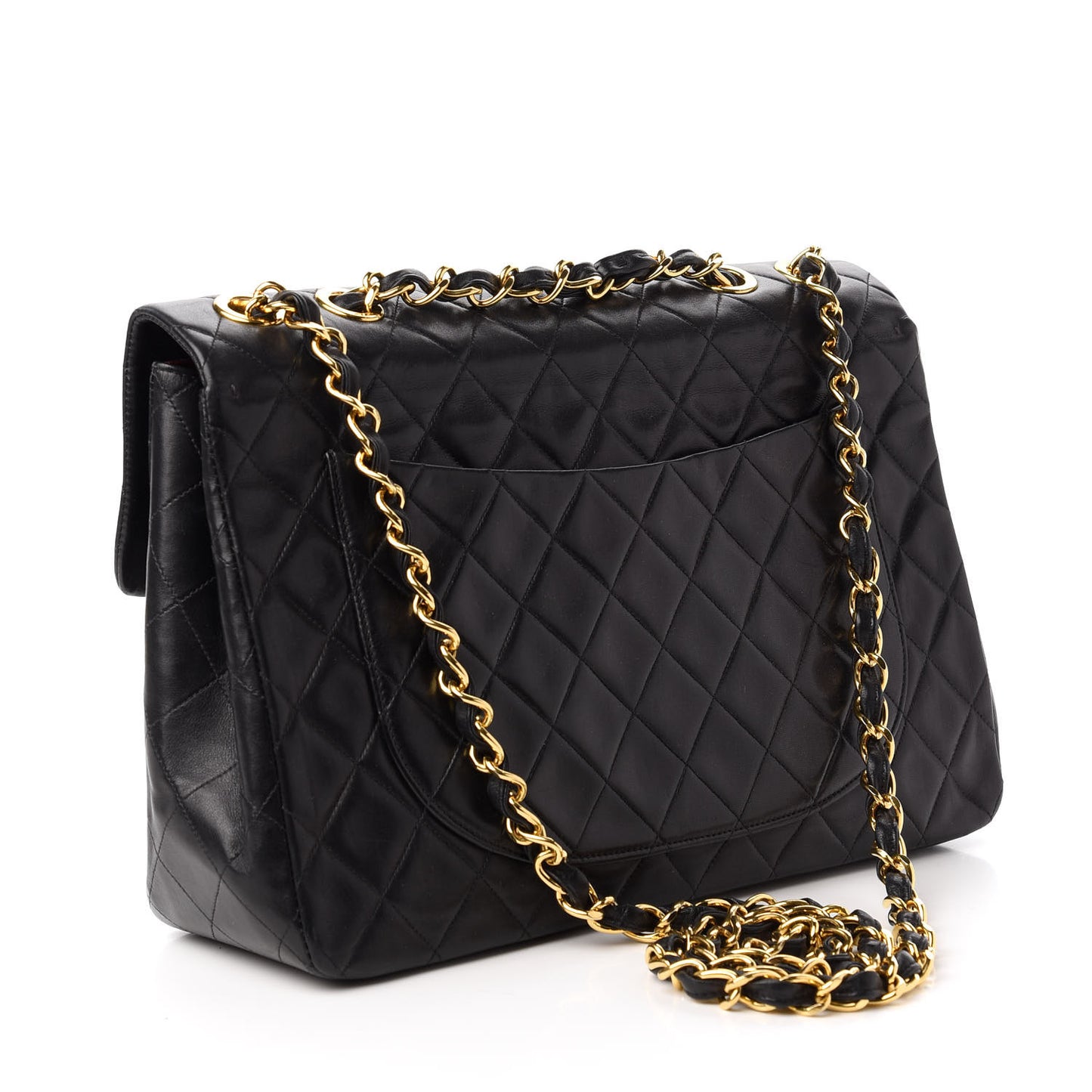 Lambskin Quilted XL Jumbo Single Flap Black