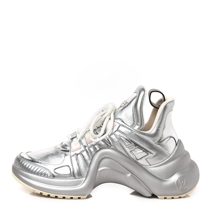Louis Vuitton Metallic Calfskin Technical Nylon LV Archlight Sneakers 39 Silver 2 of 12
