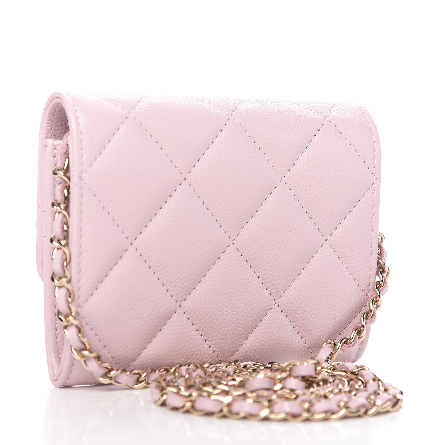 Caviar Quilted Coco Candy Card Holder On Chain Light Pink