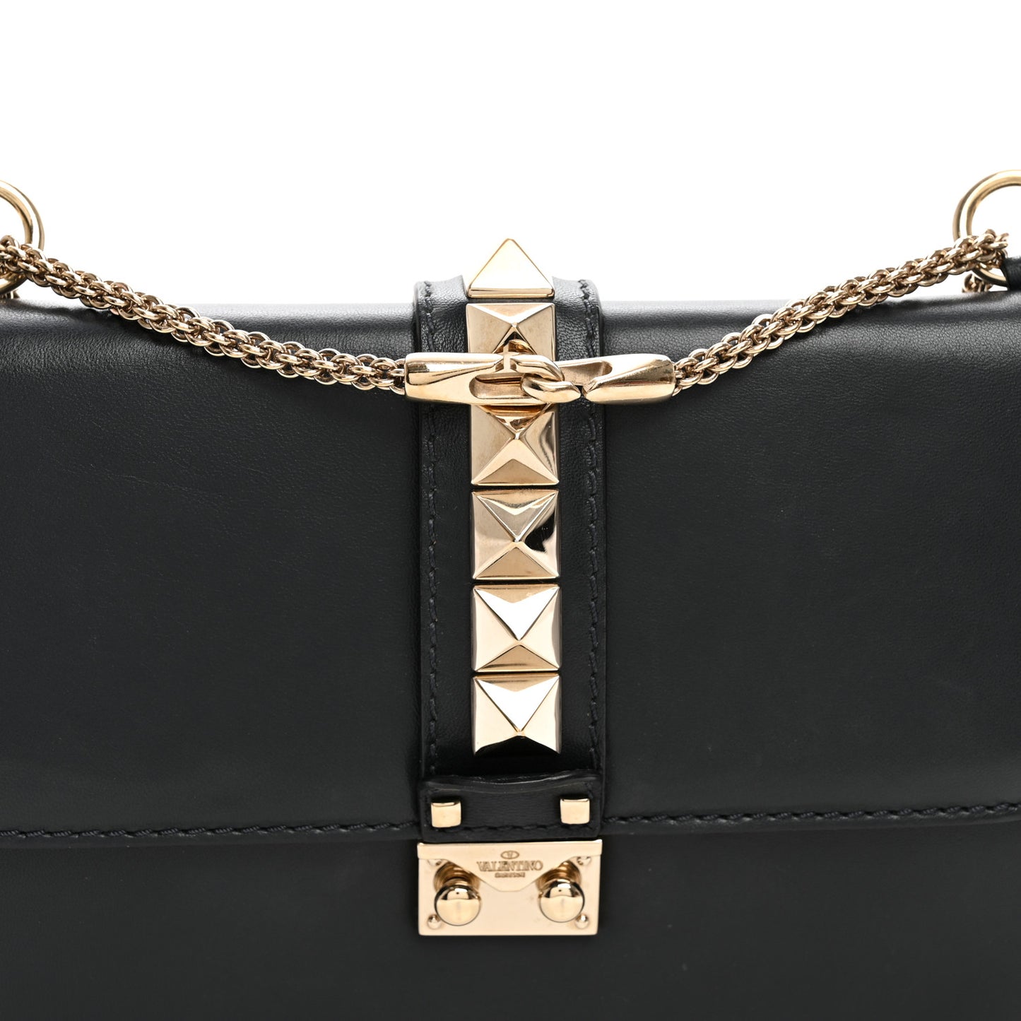 Vitello Medium Glam Lock Rockstud Flap Black