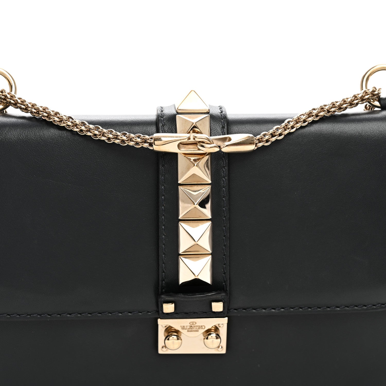 Valentino Garavani Vitello Medium Glam Lock Rockstud Flap Black 7 of 11