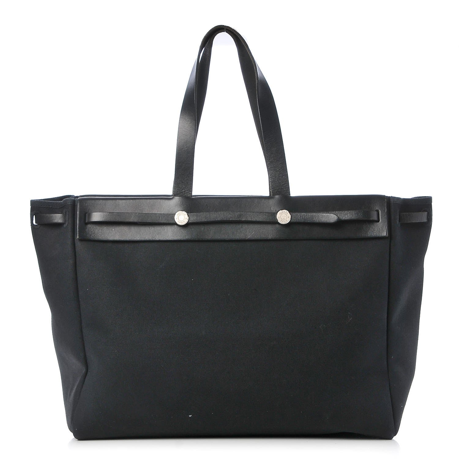 Hermes Toile Calfskin Herbag Cabas MM Black 1 of 14