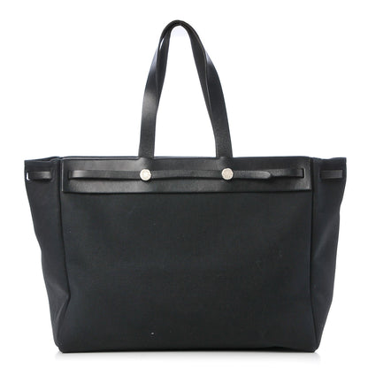 Hermes Toile Calfskin Herbag Cabas MM Black 1 of 14