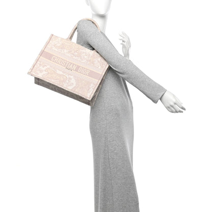 Christian Dior Canvas Toile De Jouy Embroidered Medium Book Tote Pink 2 of 10