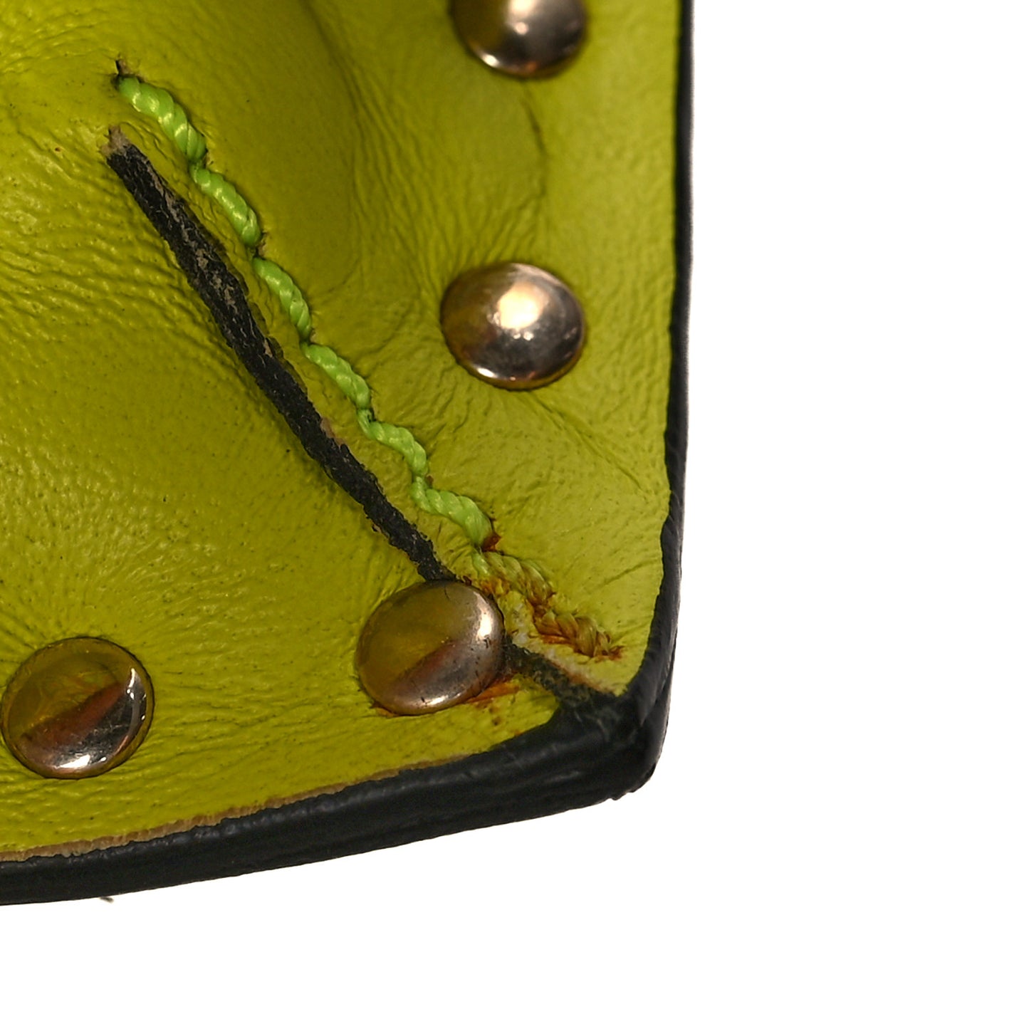 Nappa Rockstud Wristlet Clutch Yellow Fluo